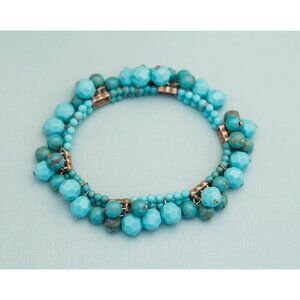 Vintage Blue Beaded Flexible Bracelet E15